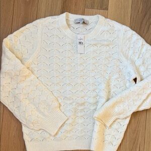 LOFT Women's Ivory Textured Sweater large new